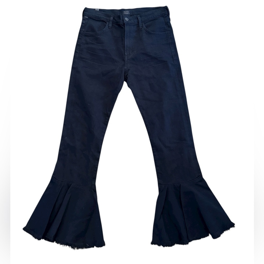 Citizens of Humanity Drew Flounce High Rise Cropped Flair Black Jeans